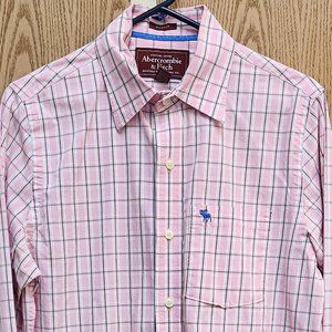 ABERCROMBIE & FITCH Muscle Vintage Pink Plaid Button Down Shirt - Medium